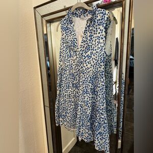 Amanda Uprichard Blue and Gold Patterned Dress